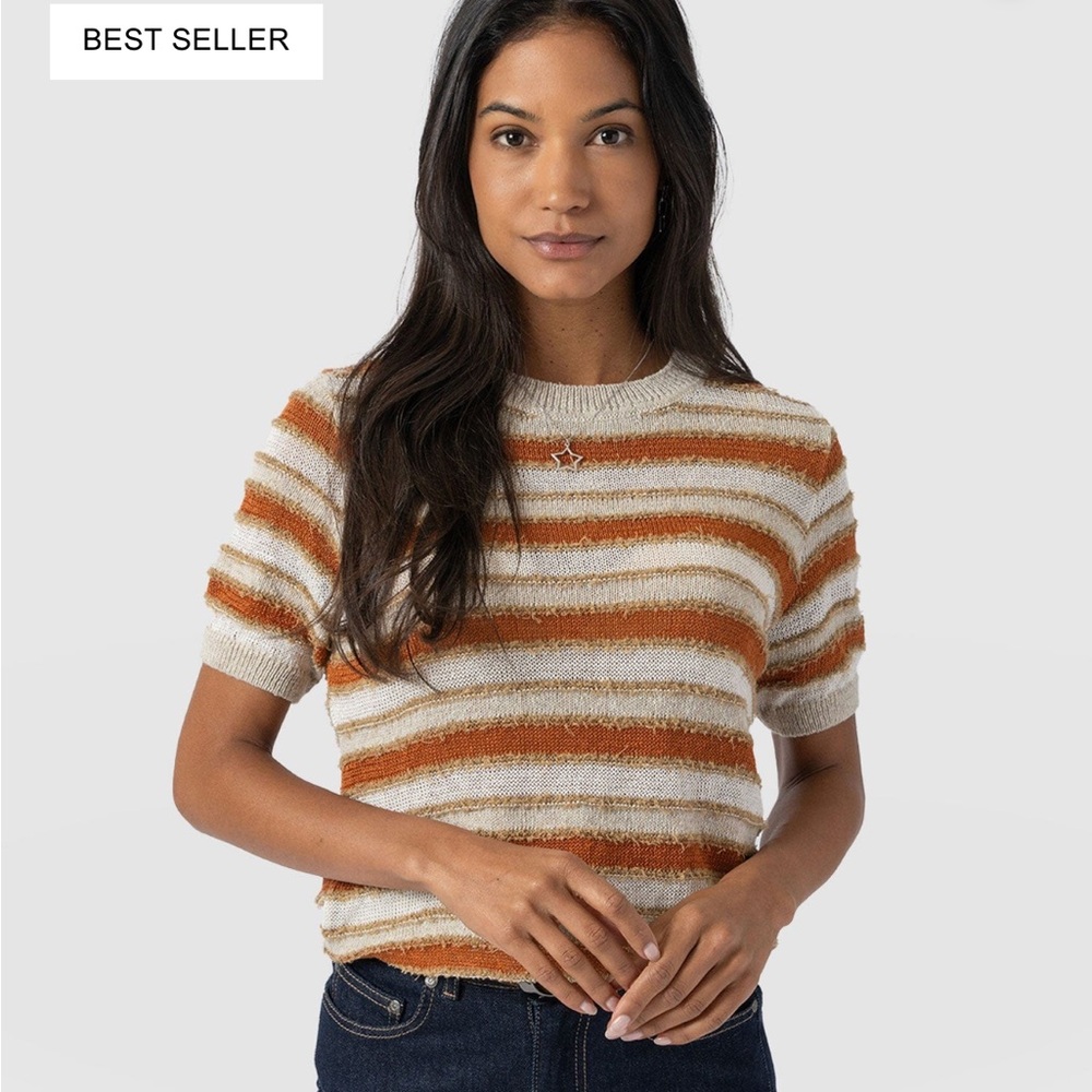 NWT!  Saint + Sofia Striped Fearne Knit Top in Cream and Rust, size medium